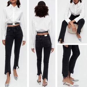 MAJE Anthracite Straight Cut Ripped Jeans Size XL